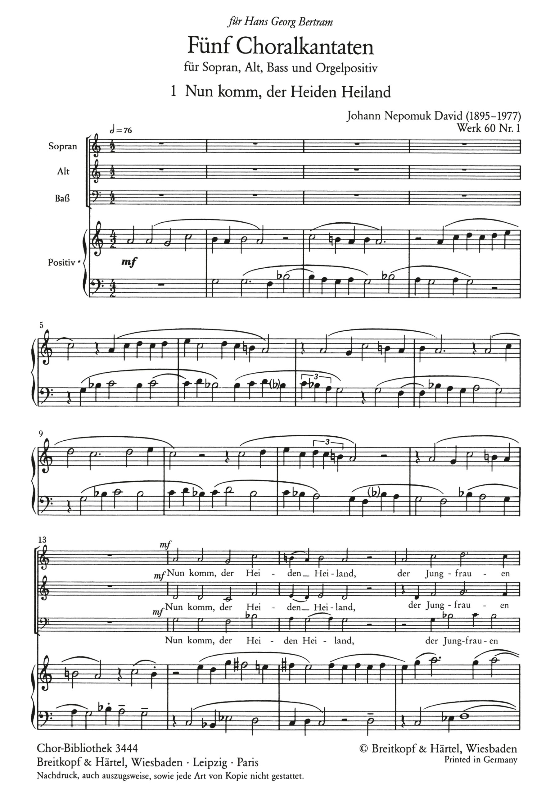 5 Choral Cantatas Werk 60