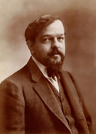 Famous sepia photograph of famous French composer Claude Debussy