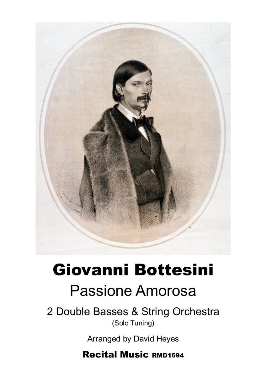 Portrait of Giovannu Bottesini by an anonymous painter, used on the cover of a pieces of music by Bottesini called Passione Amorosa published by Recital Music RM1594.